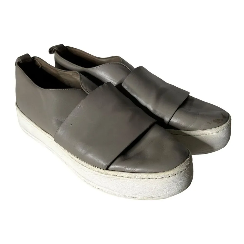 Vince Women's Platform Sneakers Size 9 Wallace Leather‎ Gray Slip On Shoes